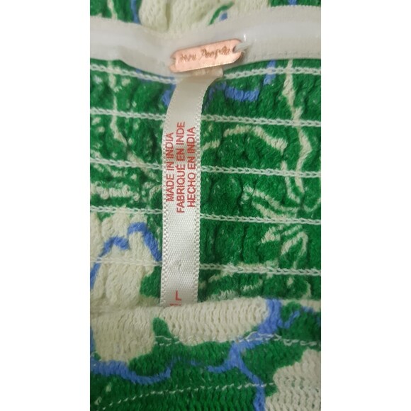 Free People Poppy Tube Blouse Top Cropped Floral Smocked Ruffle L NWD 272141 - Picture 10 of 10